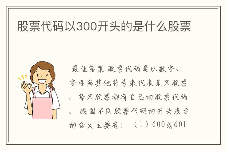 股票代码以300开头的是什么股票